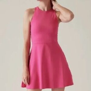 Athleta Conscious Dress Barbie Pink Sleeveless‎ Fit & Flare Casual Active L